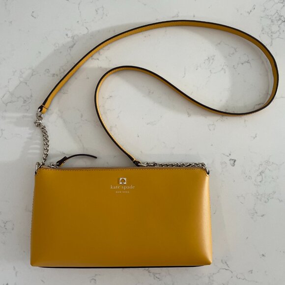 Kate Spade New York Leather Shoulder/Crossbody Designer Bag Golden Rod Yellow - Picture 6 of 16